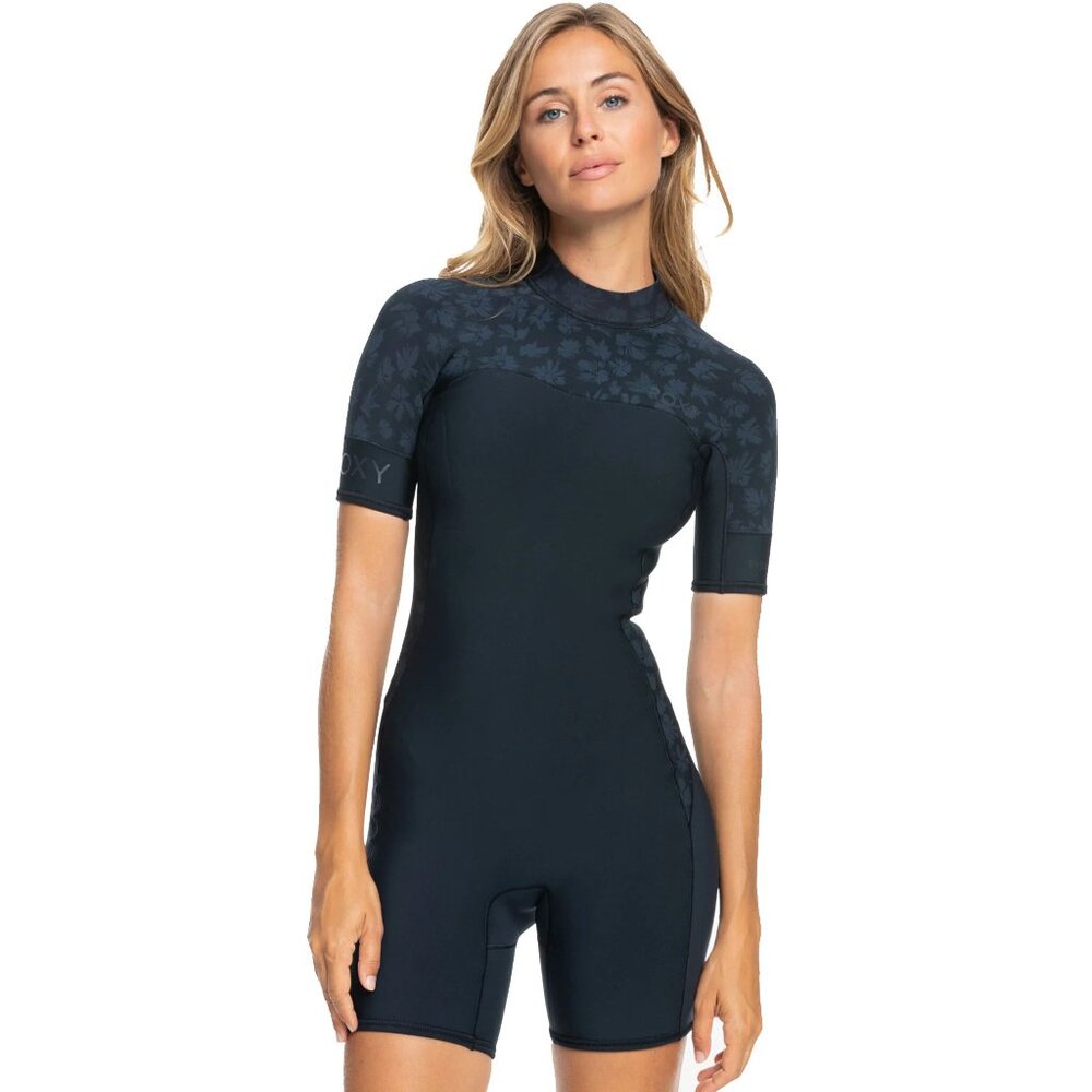 Roxy Black Floral Shorty Wetsuit NWT
